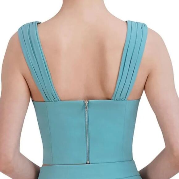 BCBGMAXAZRIA Solid Sweetheart Neckline Cropped Turquoise S - Picture 2 of 2